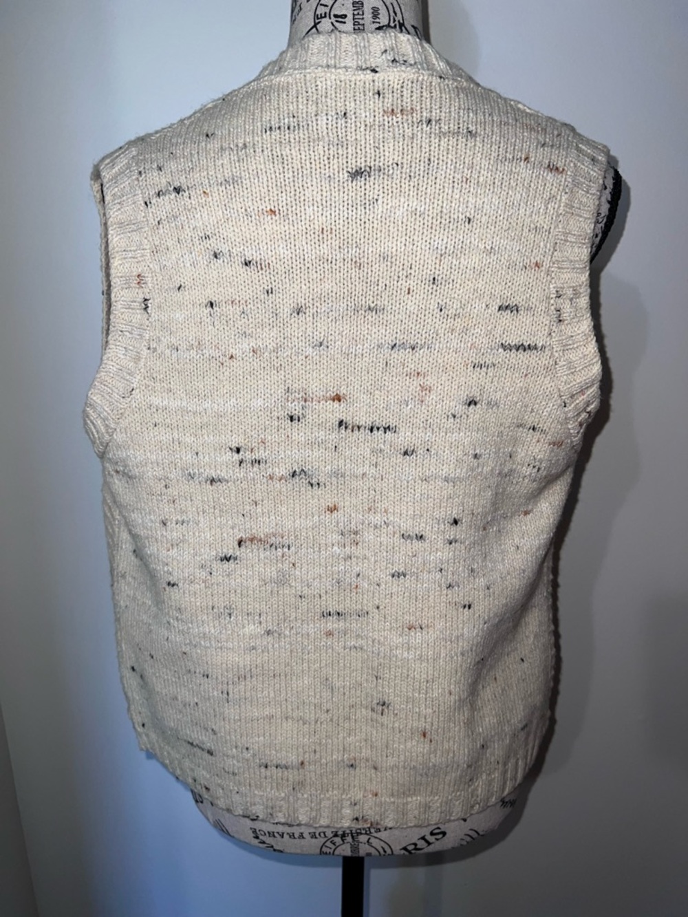 JCPenney The Men’s Shop Vintage 80s Donegal Tweed Cable Knit Vest Cream Small - Picture 6 of 11